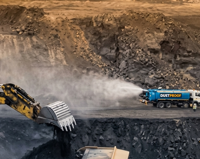 Stockpile dust suppression treatment at open-pit mine, South Africa